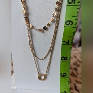 Gold tone multi layered necklace, extendable